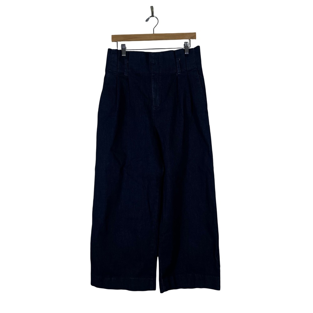 A New Day High Rise Pleated Wide Leg Denim Trousers Dark Wash Size 12